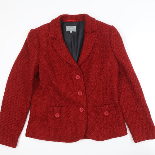 Marks and Spencer Per Una Red Wool Blend Bouclé Blazer Size 14 Jacket