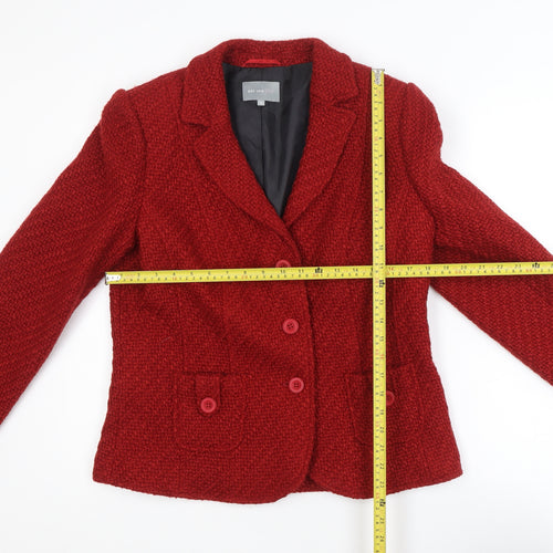 Marks and Spencer Per Una Red Wool Blend Bouclé Blazer Size 14 Jacket