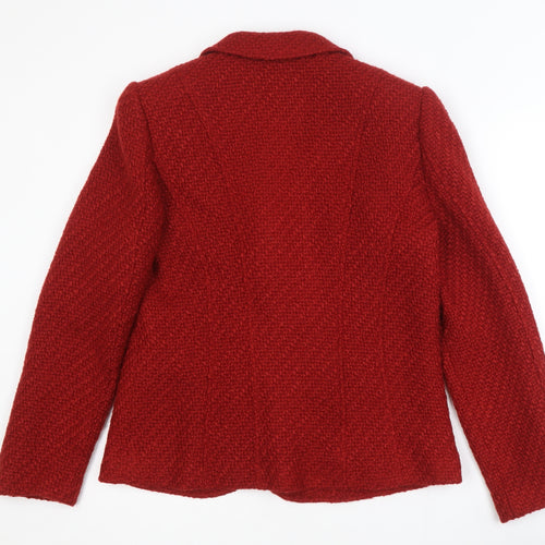 Marks and Spencer Per Una Red Wool Blend Bouclé Blazer Size 14 Jacket