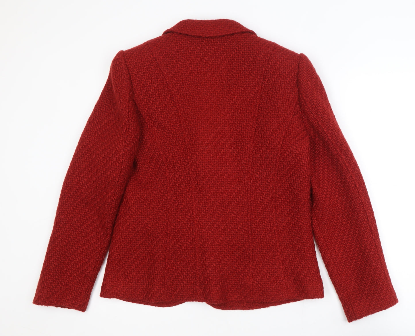 Marks and Spencer Per Una Red Wool Blend Bouclé Blazer Size 14 Jacket