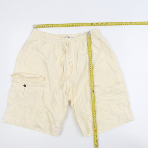 Moffi Fashion Men’s Beige Cargo Shorts L Lightweight Cotton