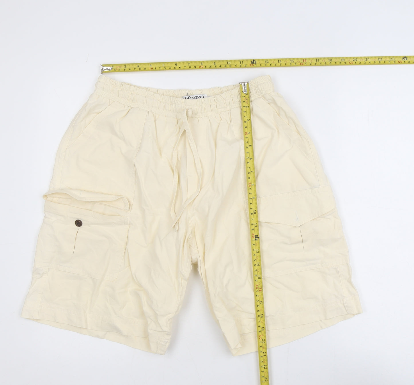 Moffi Fashion Men’s Beige Cargo Shorts L Lightweight Cotton