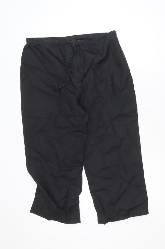 Atmosphere Women Black Size 14 Linen-Style Drawstring Bermuda Shorts
