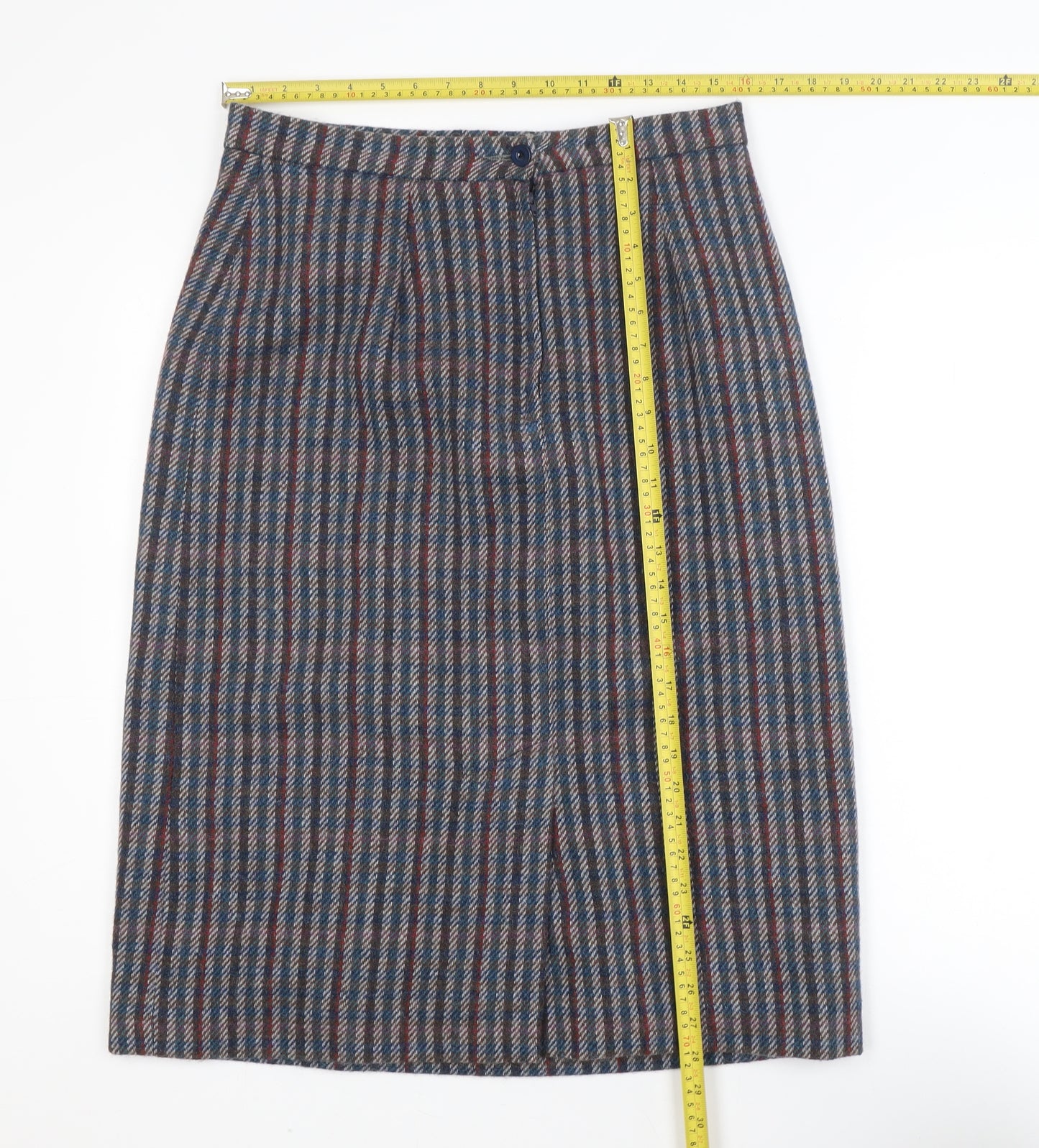 William Leith Women’s Multicoloured Wool Tweed Pencil Skirt Size 14