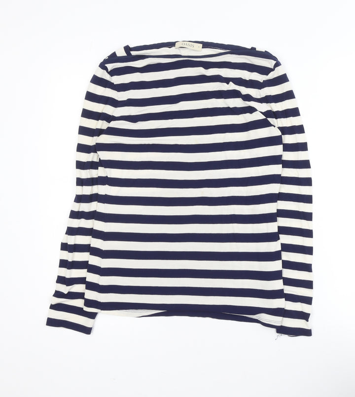 Oasis Women’s Blue Striped Long Sleeve Jersey Top Size 12