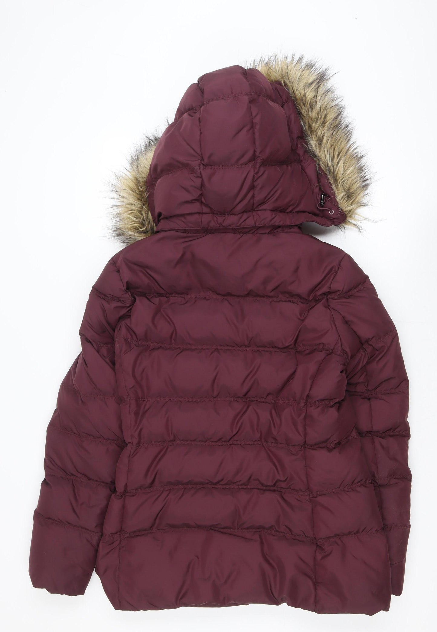 Tommy Hilfiger Womens Burgundy Hooded Puffer Jacket Size M