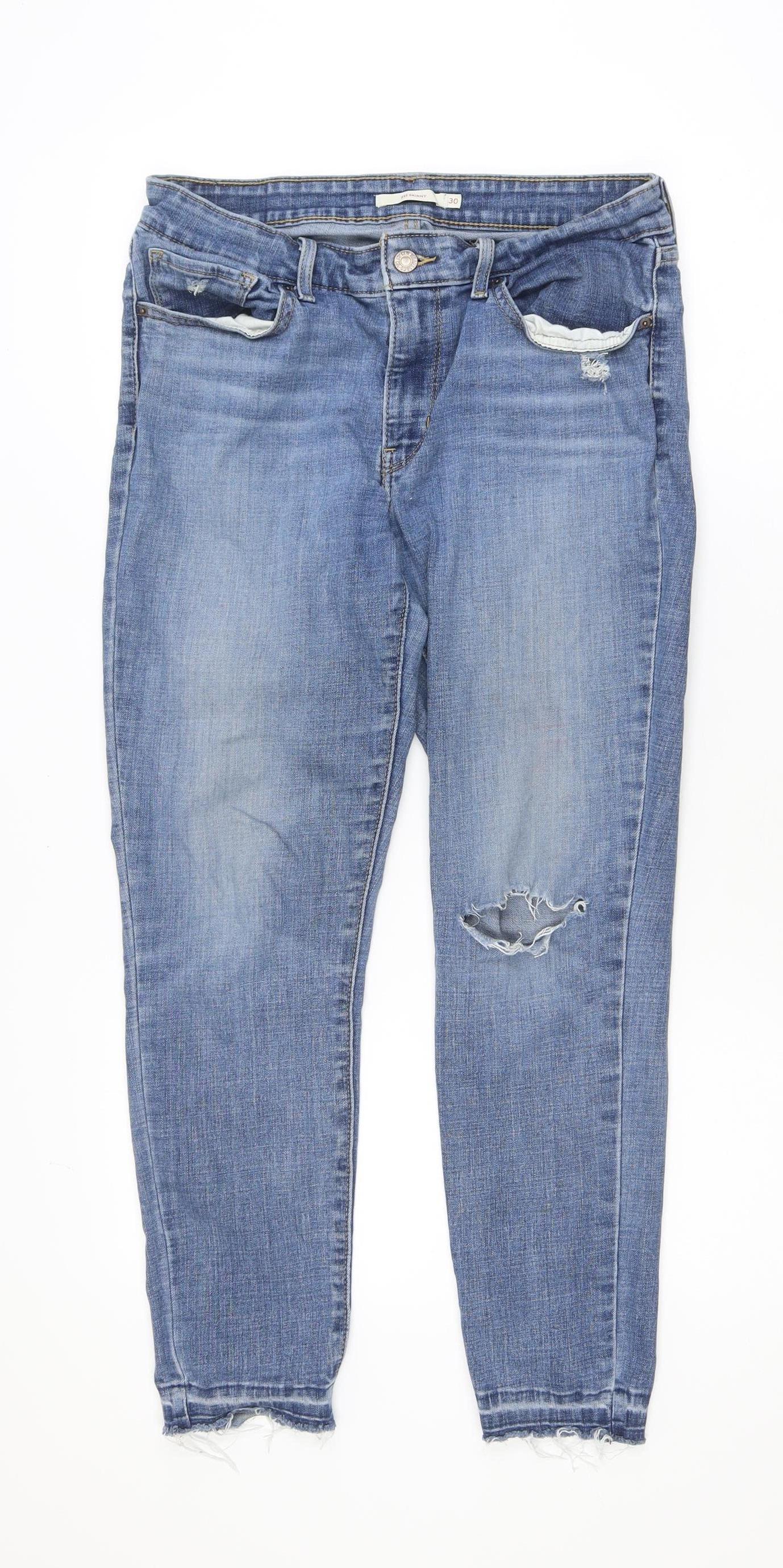 Levi’s 711 Skinny Women’s Blue Distressed Mid-Rise Jeans Size 30