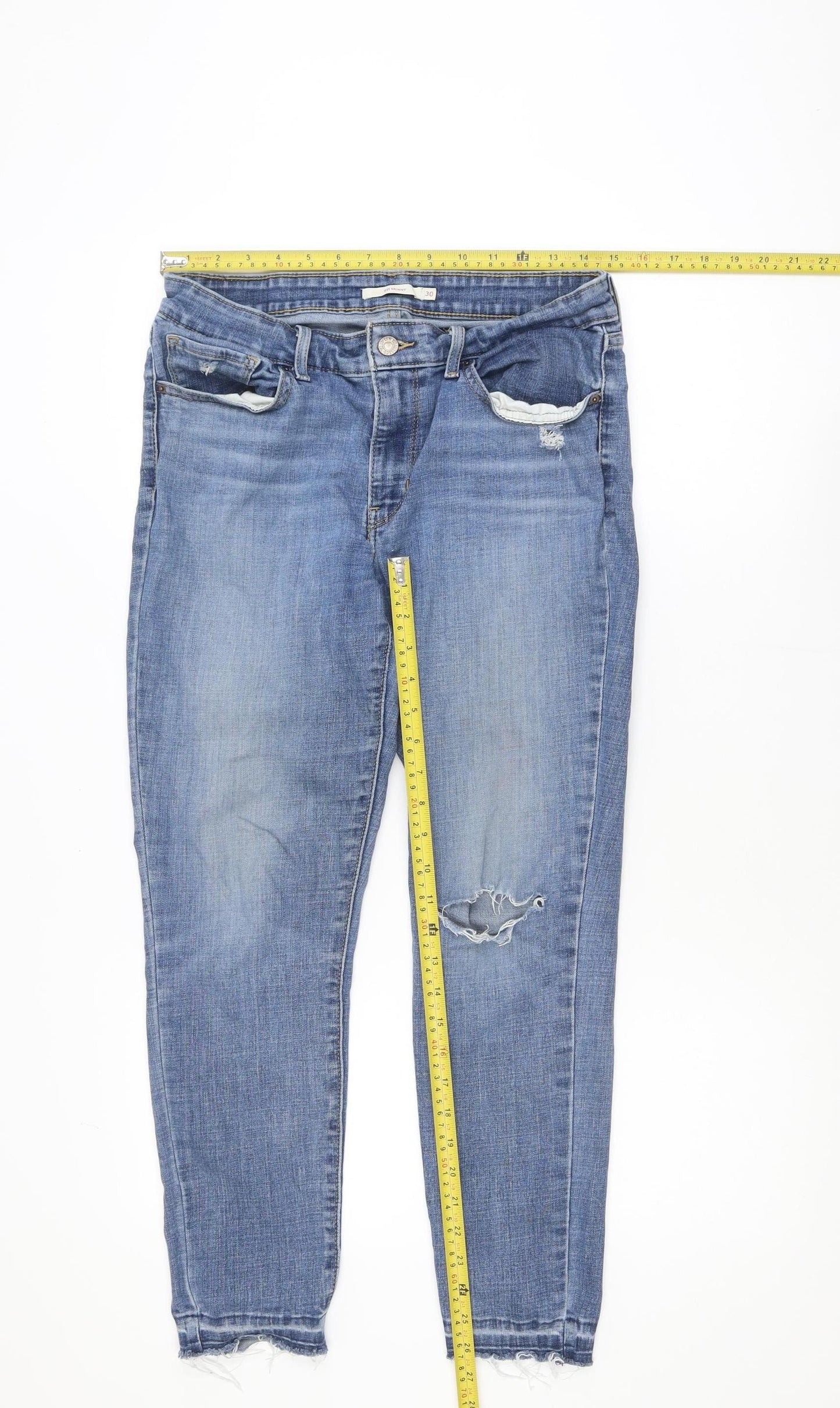 Levi’s 711 Skinny Women’s Blue Distressed Mid-Rise Jeans Size 30