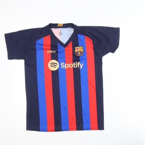 FC Barcelona Boys Blue & Red Short Sleeve Football Shirt Size 12