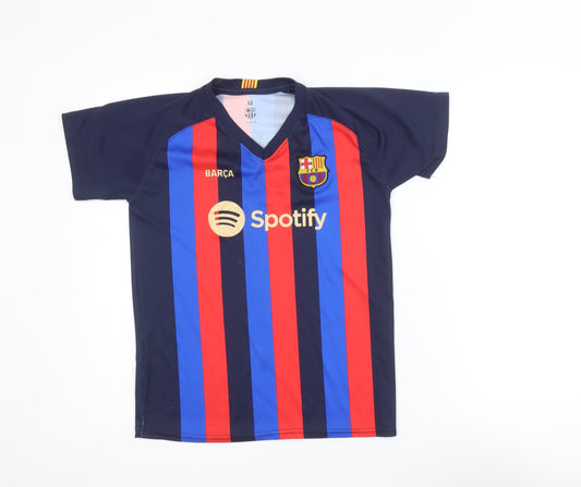 FC Barcelona Boys Blue & Red Short Sleeve Football Shirt Size 12