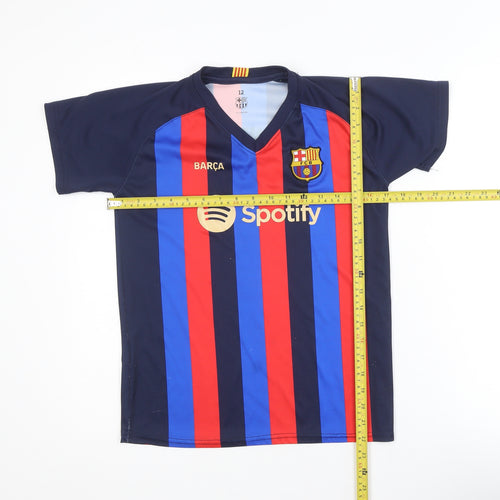 FC Barcelona Boys Blue & Red Short Sleeve Football Shirt Size 12