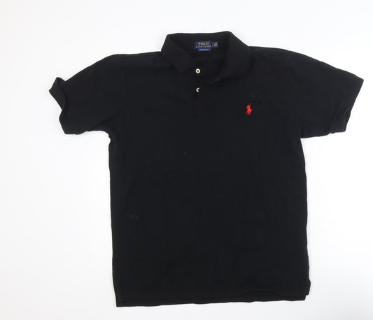 Ralph Lauren Men's Black Slim Fit Cotton Polo Shirt Size L