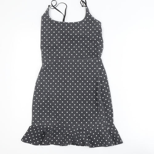 In The Style Women Black Polka Dot Slip Dress Size 8
