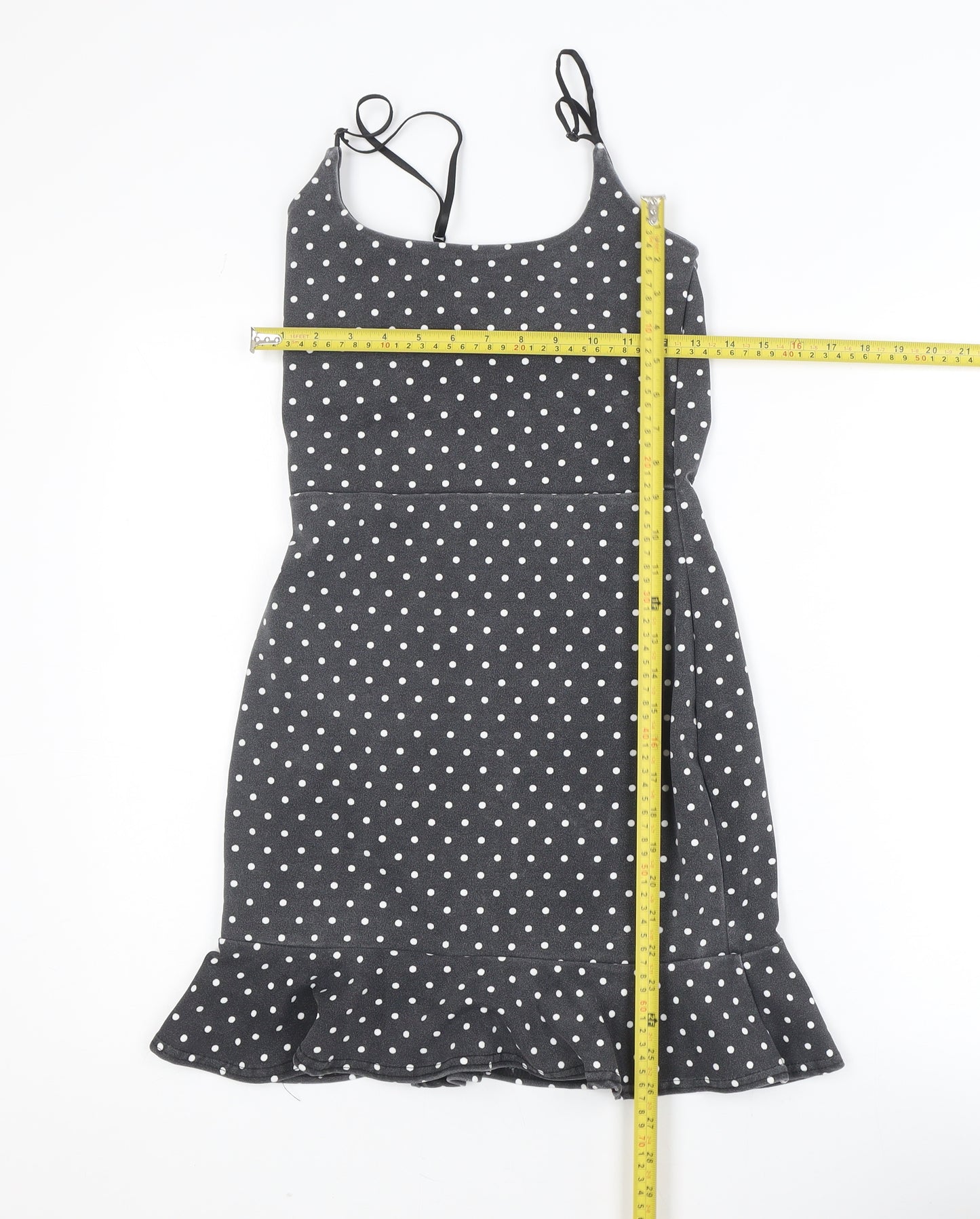 In The Style Women Black Polka Dot Slip Dress Size 8
