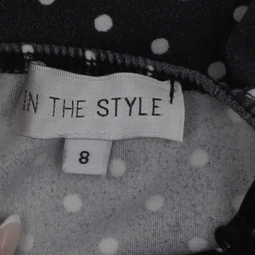 In The Style Women Black Polka Dot Slip Dress Size 8