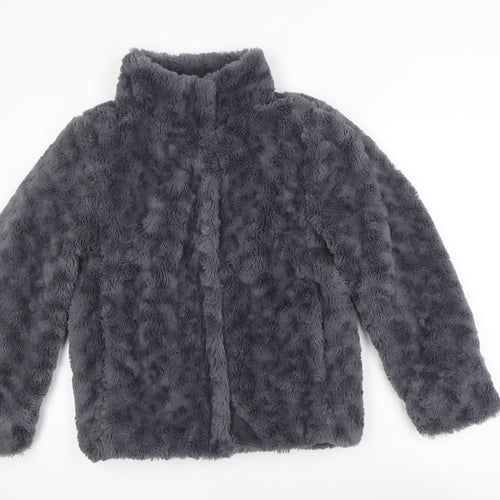 Dorothy Perkins Women's Grey Faux Fur Jacket Size 10 Regular