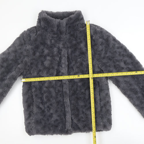 Dorothy Perkins Women's Grey Faux Fur Jacket Size 10 Regular