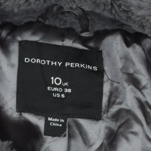 Dorothy Perkins Women's Grey Faux Fur Jacket Size 10 Regular