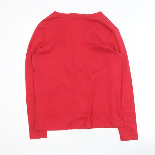 Paco Women Red Cotton V-Neck Long Sleeve Cardigan Size L