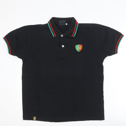 Força Portugal Men's Black Polo Shirt M Short Sleeve Embroidered Logo