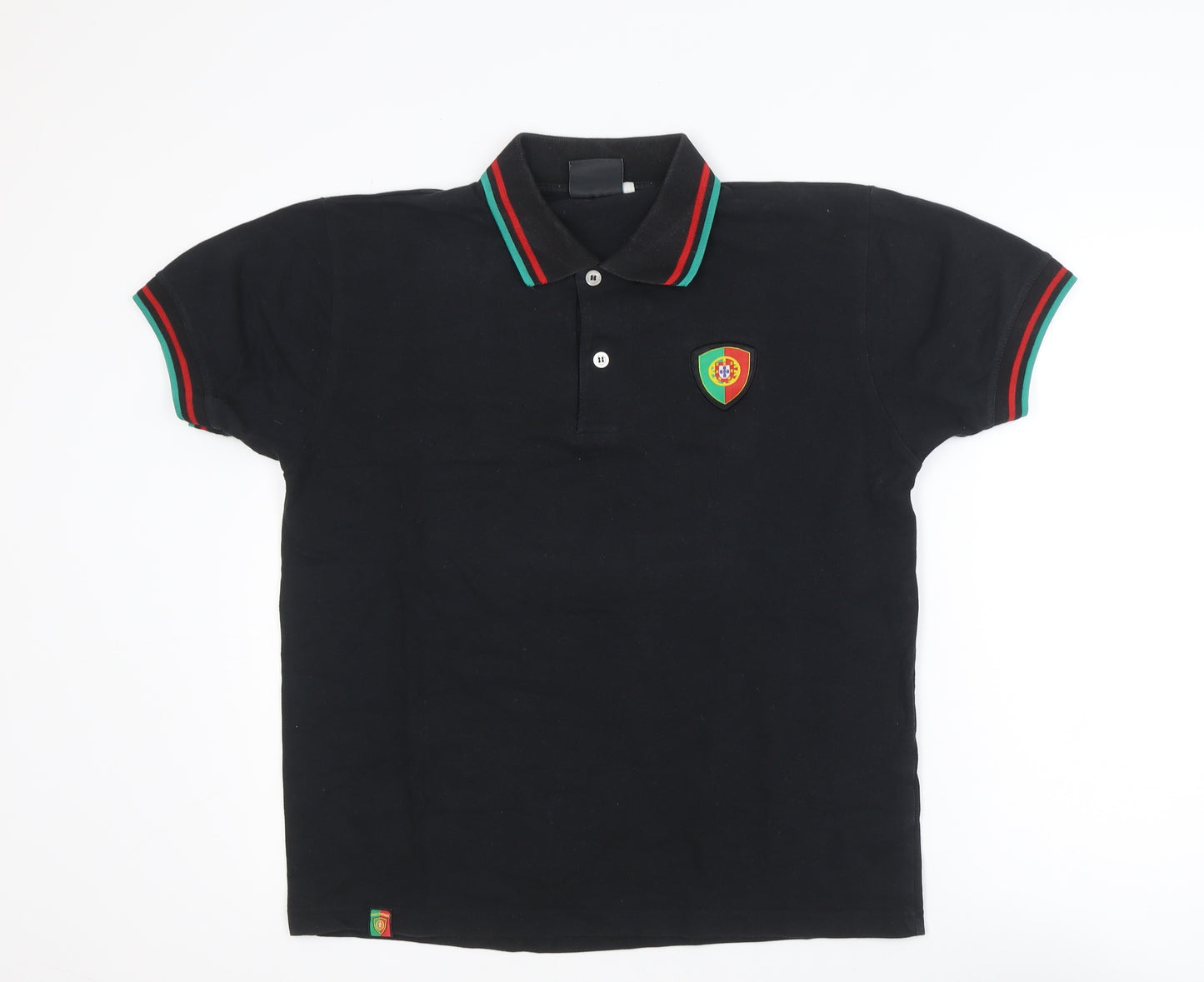Força Portugal Men's Black Polo Shirt M Short Sleeve Embroidered Logo