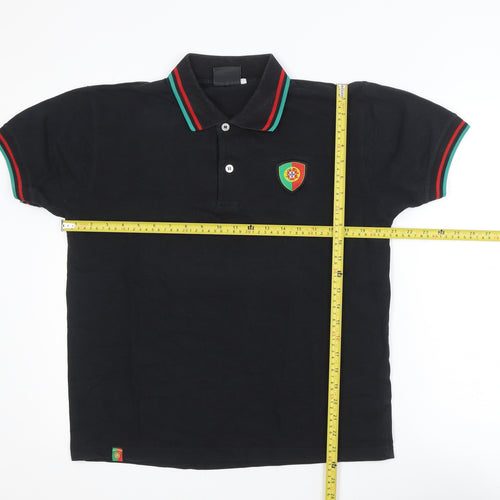 Força Portugal Men's Black Polo Shirt M Short Sleeve Embroidered Logo