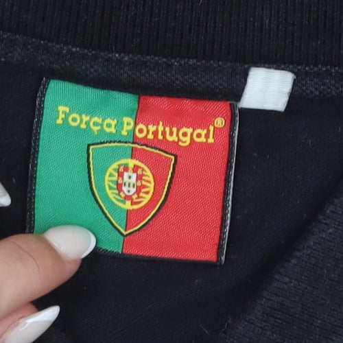 Força Portugal Men's Black Polo Shirt M Short Sleeve Embroidered Logo