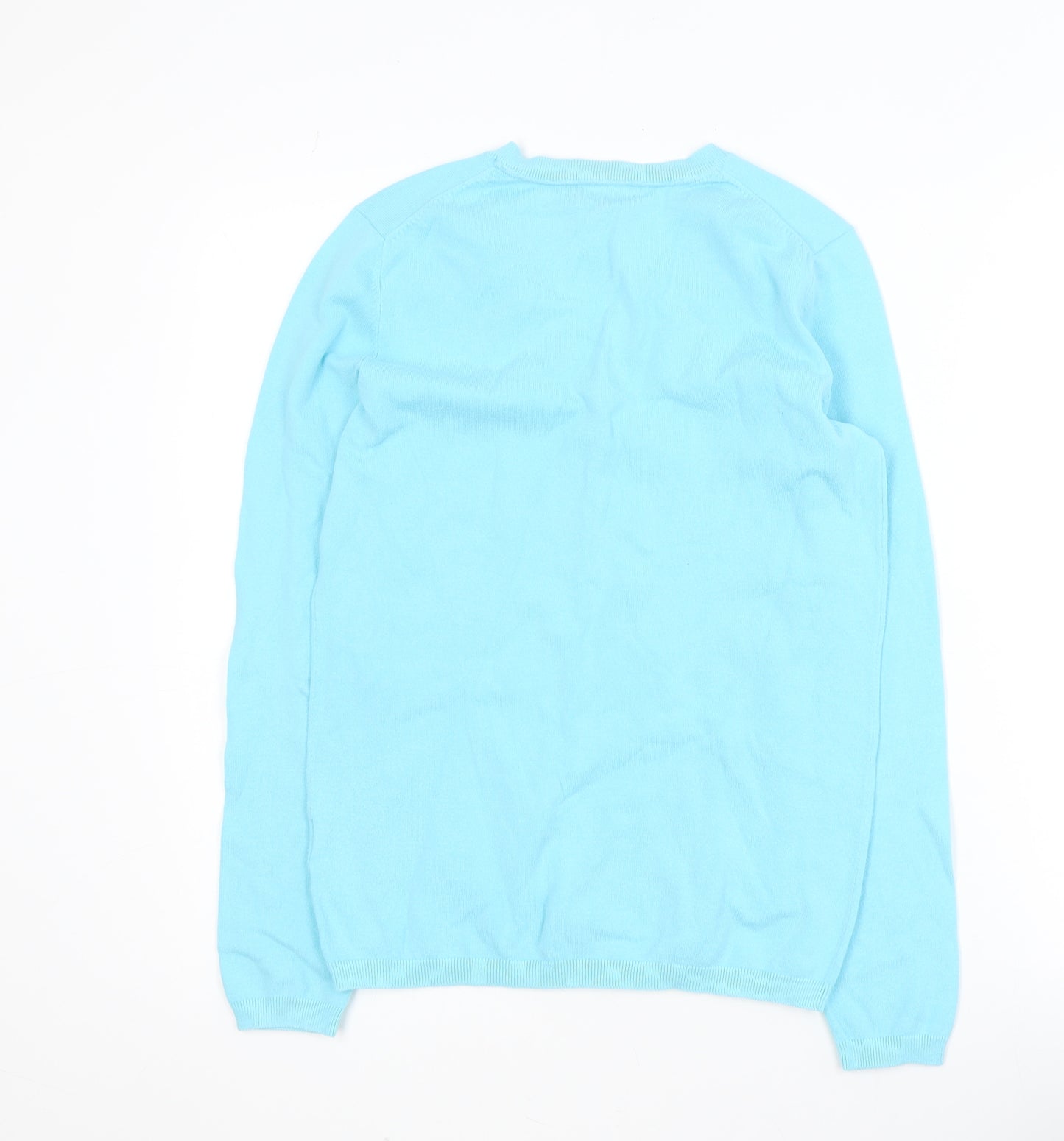 Tommy Hilfiger Women's Blue V-Neck Cotton Pullover Jumper S