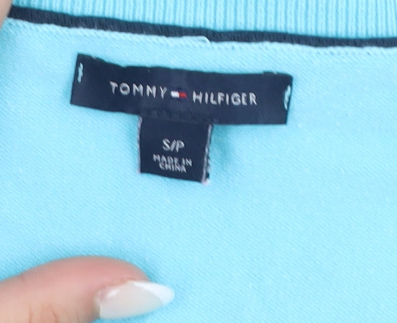 Tommy Hilfiger Women's Blue V-Neck Cotton Pullover Jumper S