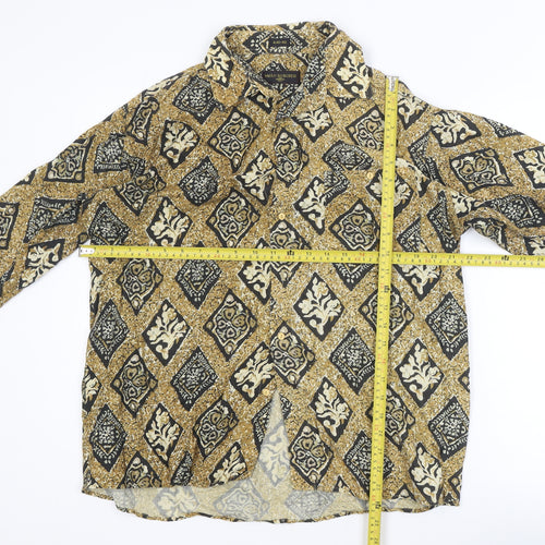 Paolo Borghesi Women’s Brown Geometric Button-Up Shirt L Viscose