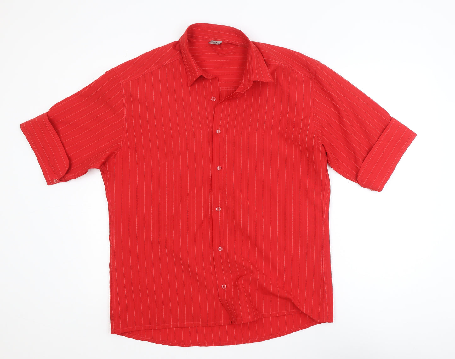 K-Laça Men's Red Short Sleeve Pinstripe Polo Shirt L