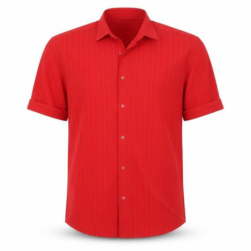 K-Laça Men's Red Short Sleeve Pinstripe Polo Shirt L