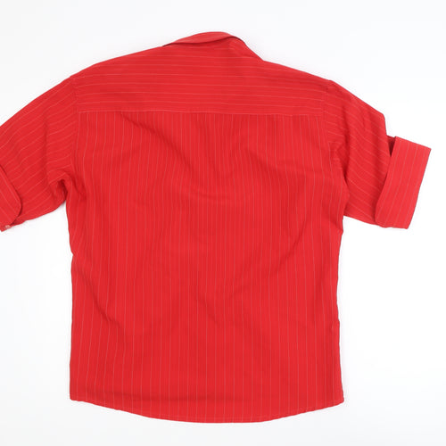 K-Laça Men's Red Short Sleeve Pinstripe Polo Shirt L