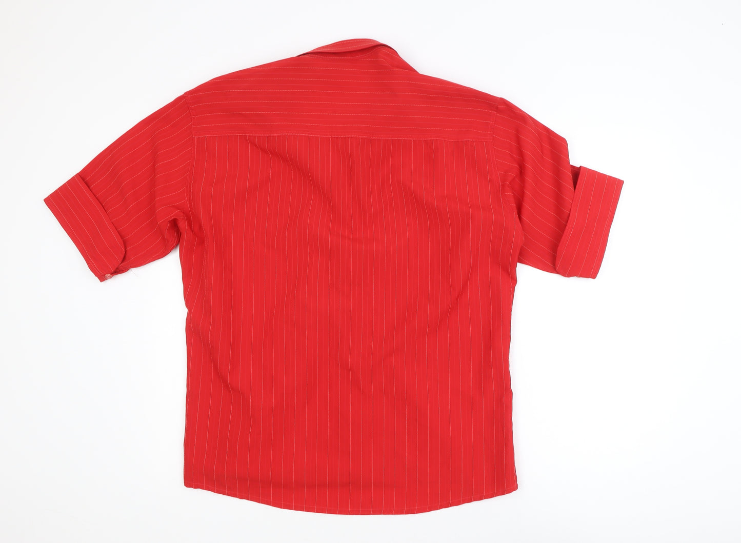 K-Laça Men's Red Short Sleeve Pinstripe Polo Shirt L
