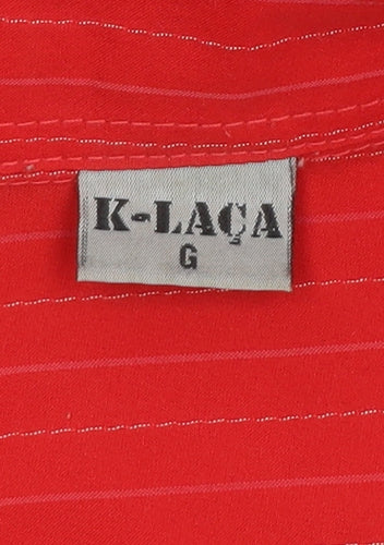 K-Laça Men's Red Short Sleeve Pinstripe Polo Shirt L