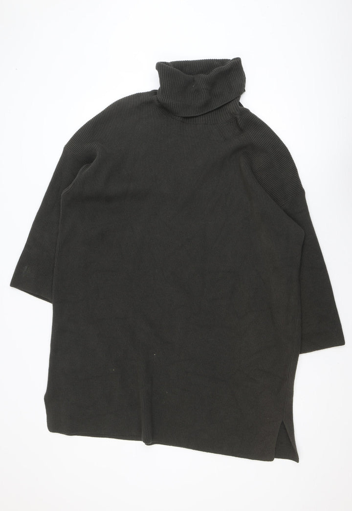Barbour Women's Black Knit Shift Dress Size 16 Roll Neck Jumper Dress