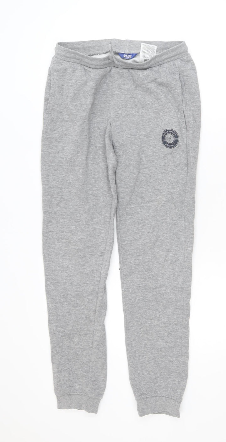 Jack & Jones Teens Grey Joggers XS Regular Fit Elastic Waist