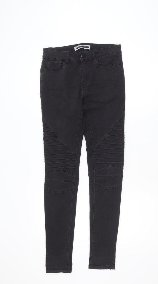 Noisy May Womens Black Biker Skinny Jeans Size M Mid Rise Stretch