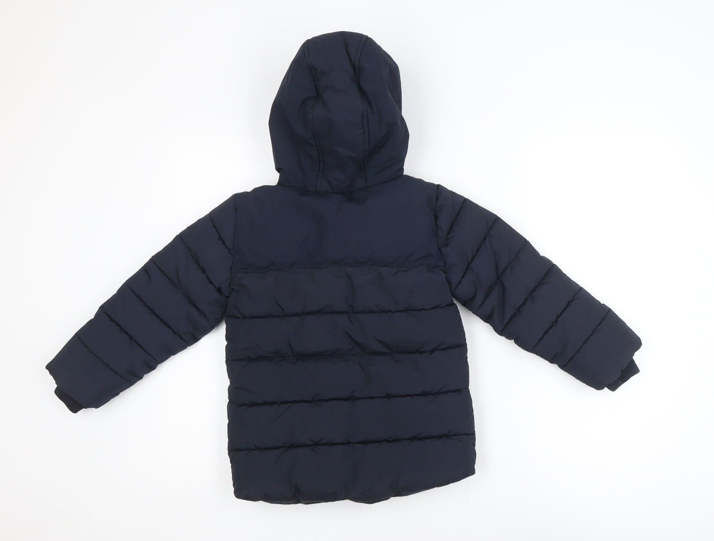 Jasper Conran Boys Blue Hooded Puffer Jacket Size 6-7 Years Waterproof