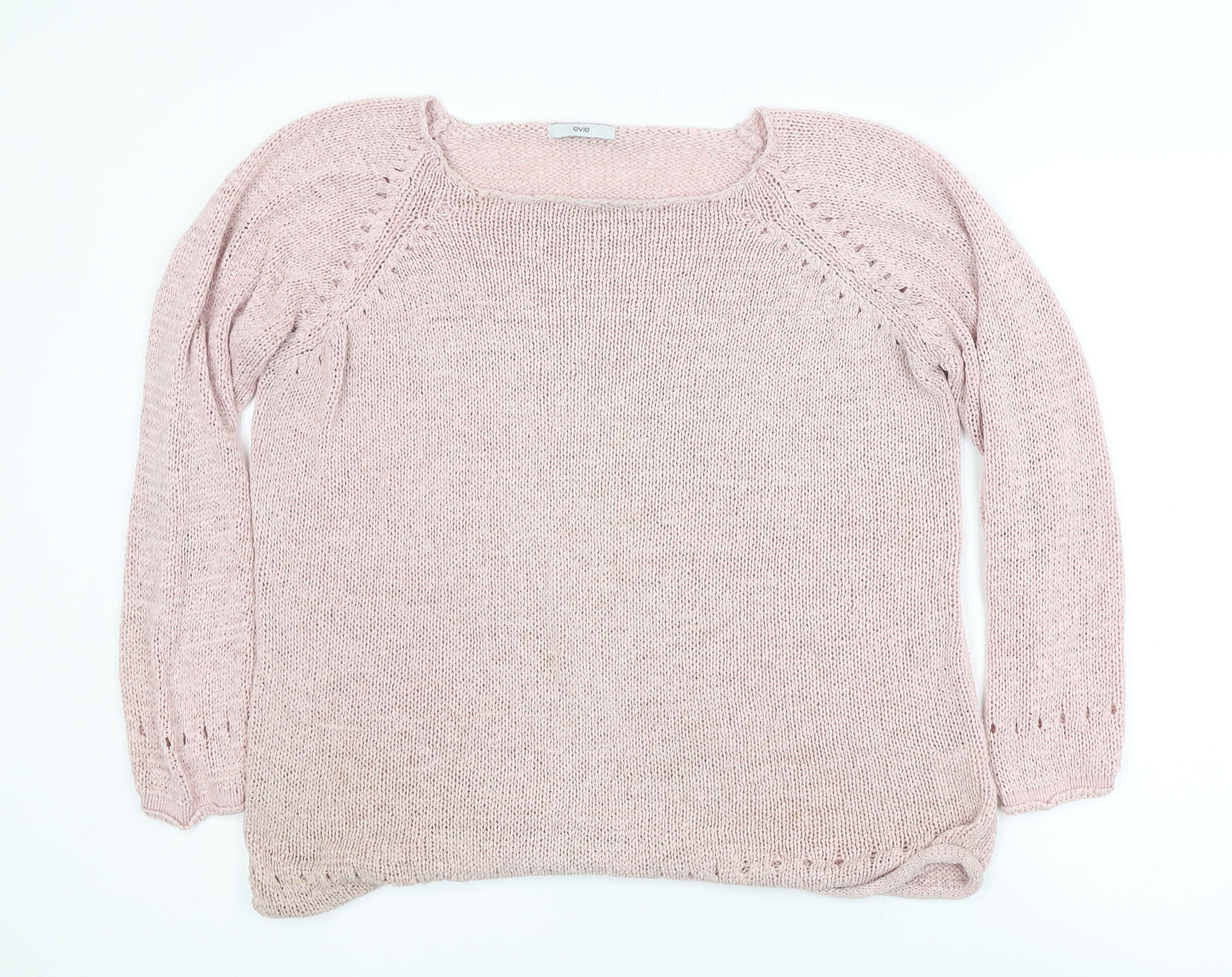 Evie Women's Pink Scoop Neck Plus Size 18 Knit Pullover Jumper
