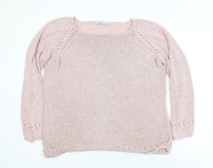 Evie Women's Pink Scoop Neck Plus Size 18 Knit Pullover Jumper