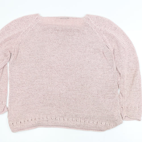 Evie Women's Pink Scoop Neck Plus Size 18 Knit Pullover Jumper