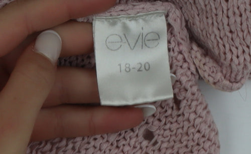 Evie Women's Pink Scoop Neck Plus Size 18 Knit Pullover Jumper