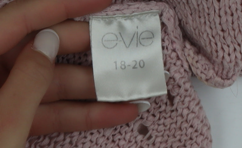 Evie Women's Pink Scoop Neck Plus Size 18 Knit Pullover Jumper