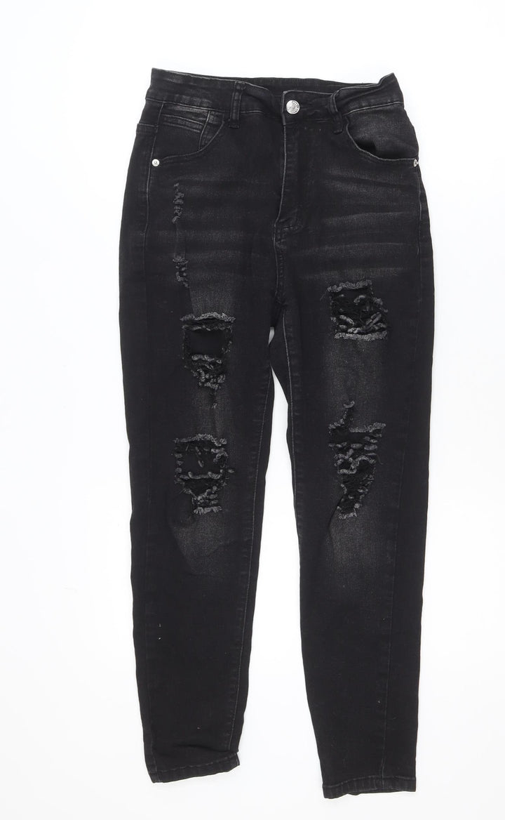 SHEIN Women's Black High Rise Distressed Skinny Jeans Size 10