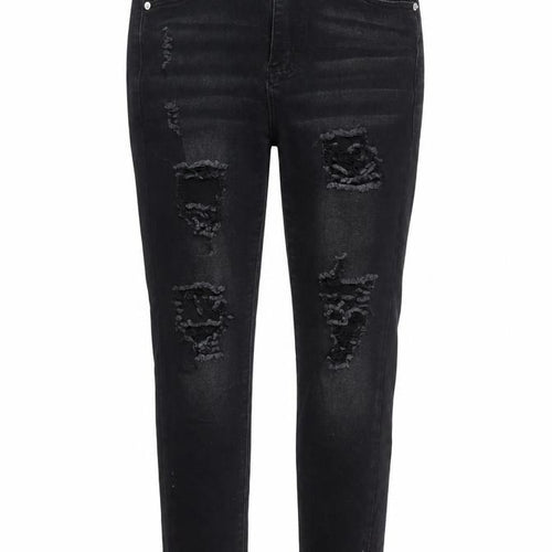 SHEIN Women's Black High Rise Distressed Skinny Jeans Size 10