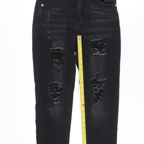 SHEIN Women's Black High Rise Distressed Skinny Jeans Size 10