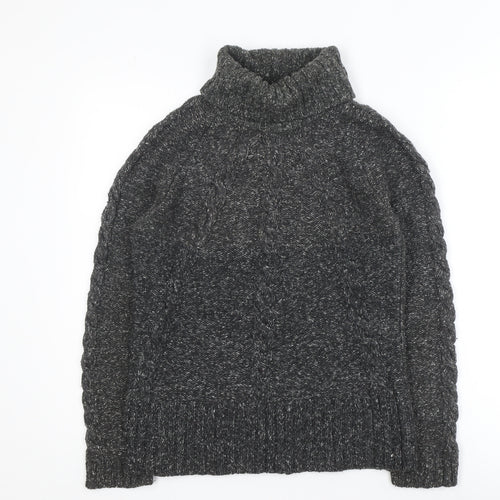 Next Womens Grey Roll Neck Cable Knit Jumper Size 14