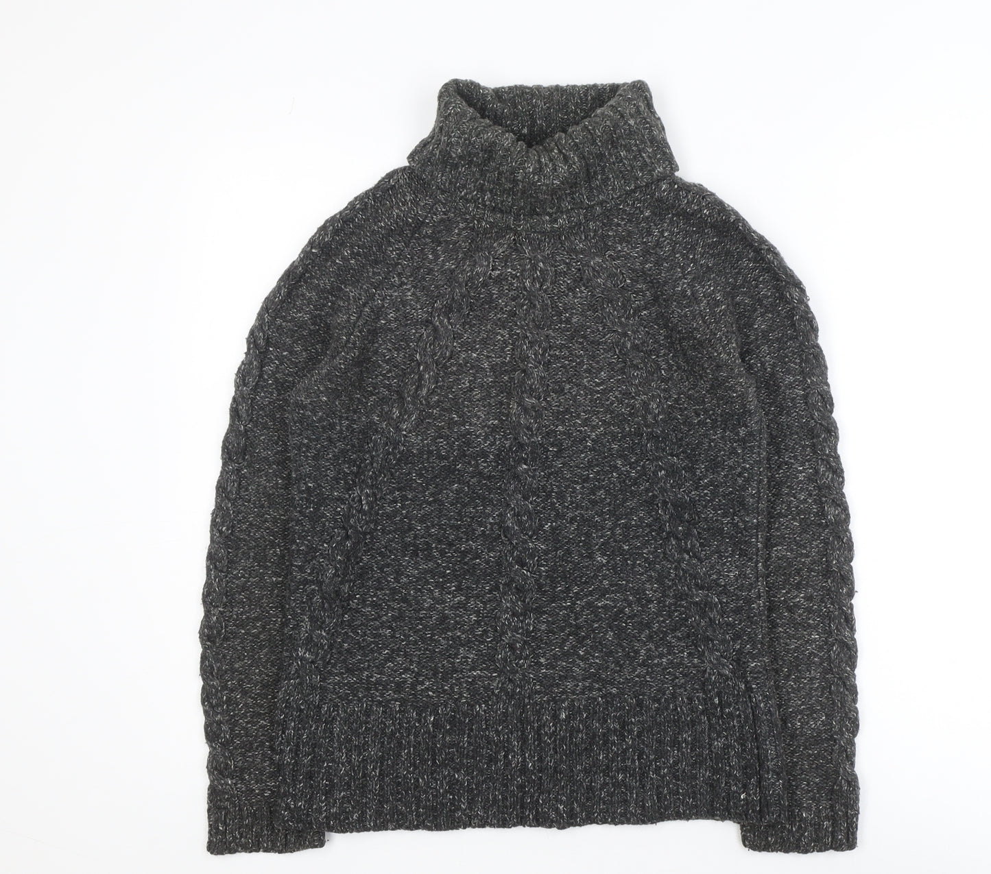 Next Womens Grey Roll Neck Cable Knit Jumper Size 14