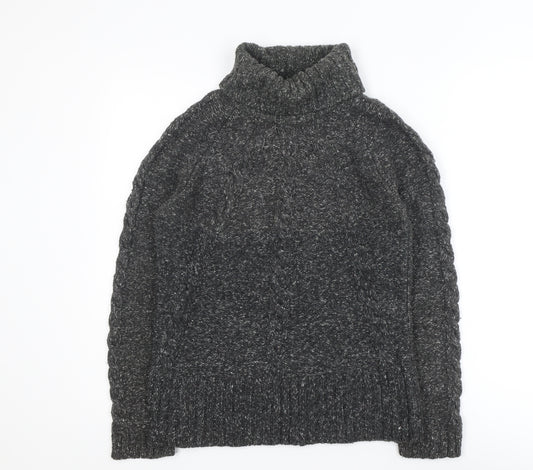 Next Womens Grey Roll Neck Cable Knit Jumper Size 14